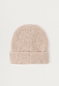 Bees värviline kohev kudumischun ski cap pehme tekstuuri, ümar ülemine osa ja volditud äär, loodud sooja ja mugavuse jaoks.