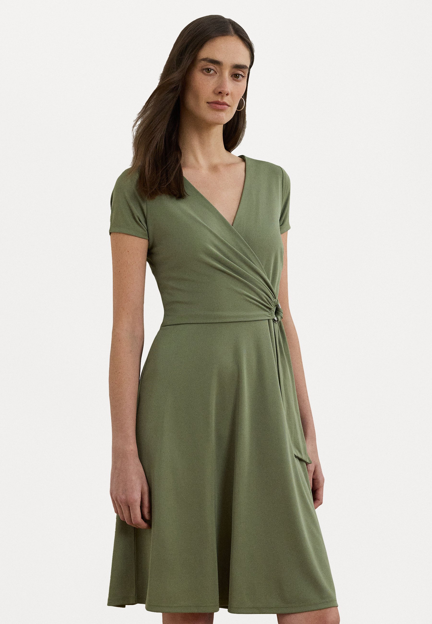 Lauren Ralph Lauren KARLEE SURPLICE JERSEY DRESS - Shift dress - sage green/light  green - Zalando