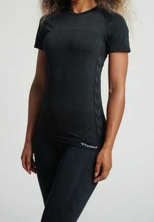 T-shirt imprimé - mottled black