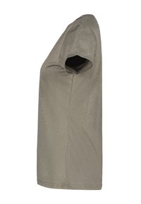 Camicia a maniche corte di un verde oliva tenue, realizzata in un tessuto morbido e strutturato, con una vestibilità comoda e dettagli di cucitura discreti lungo i lati.