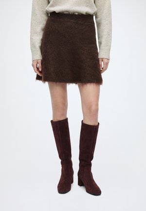 YAS, YASTILDE HW MOHAIR BLEND KNIT SKIRT NOOS - Minijupe - mole/melange