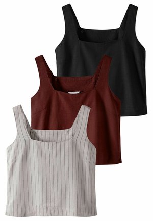 REGULAR FIT - 3 PACK SHELL  - Camicetta - black red ecru stripe