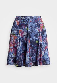 Print Crinkle Georgette Miniskirt - A-line skirt - blue