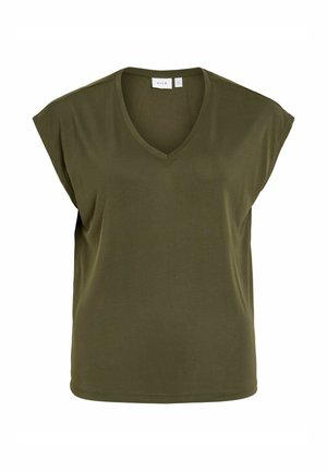 Ökopruuni varrukateta V-kaelusega särk, lõdva istuvusega, valmistatud siledast kangast, esivaade.