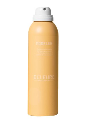 Tall beige spray can labeled "Modeler" dry shampoo by EL'LEURE Professional with white spray nozzle on top.