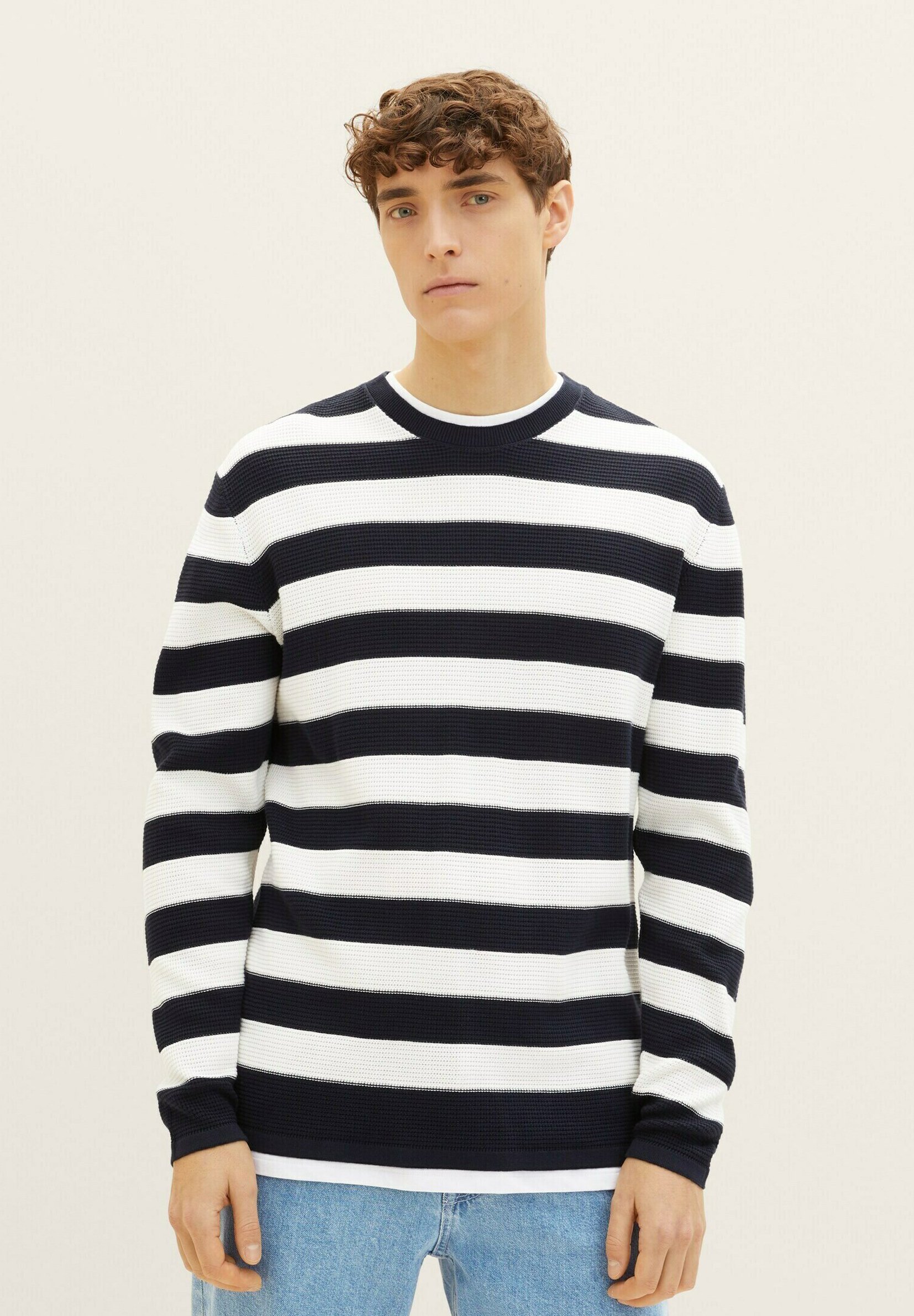 TOM TAILOR Denim Strickpullover – Gestreift, Aus Recyceltem Polyester