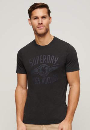 Superdry RETRO ROCKER GRAPHIC  - T-shirt print - washed black