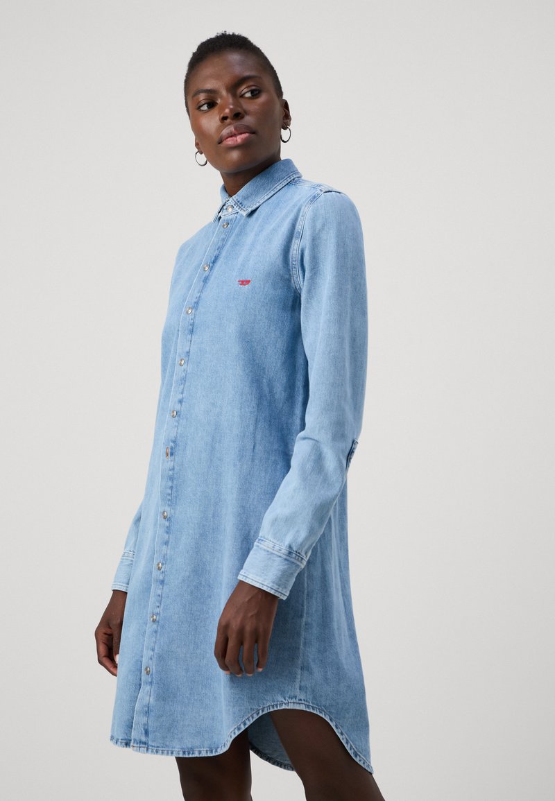 diesel denim shirt dress with skirt overlay Diesel Woman Blue Dresses