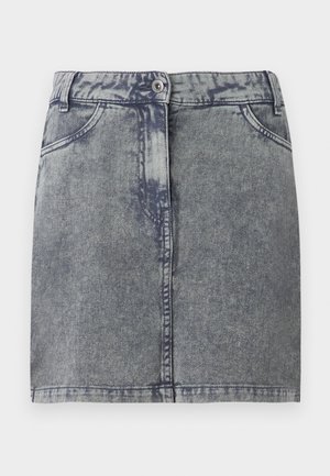 Τζιν μίνι φούστα σε γκρι χρώμα με ξεθωριασμένο φινίρισμα, διαθέτει μπροστινές τσέπες, κλείσιμο με κουμπί και ευθεία κοπή στο τελείωμα. Υφασμάτινη υφή.