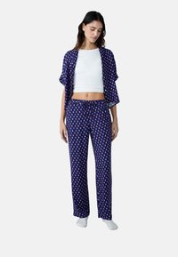Pigiama Corto Marjolaine Modello Ellora In Seta Blu - Donna Taglie 38/40/42, Made In France