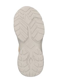 Sportliche Schuhsohle aus weißem Gummi mit einem strukturierten Muster für Traktion, versehen mit einem diamantenförmigen Design in der Mitte.