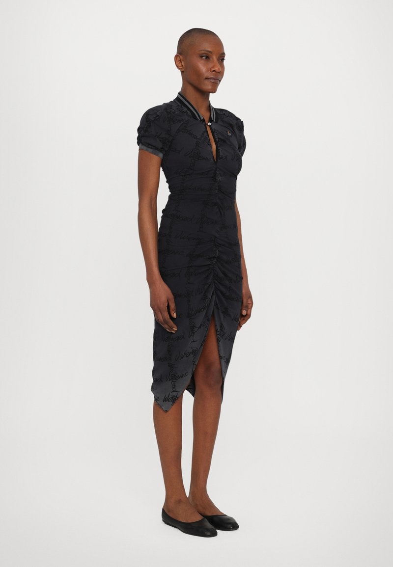 vivienne westwood pulling midi dress Vivienne Westwood Pulling printed ruched cotton midi dress