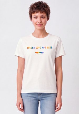 watapparel, SPREAD LOVE NOT HATE - T-shirt imprimé - off white