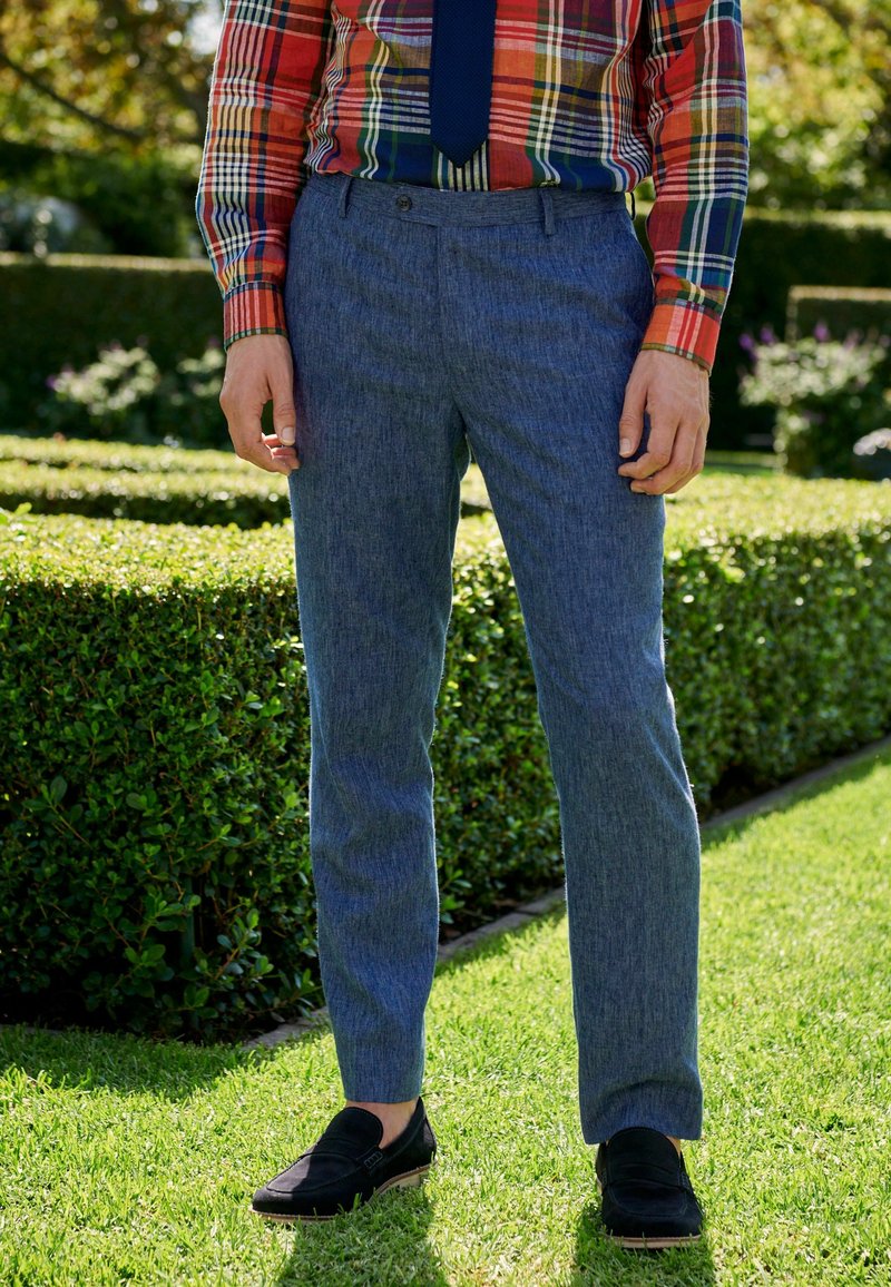 Next TAILORED LINEN SUIT TROUSERS REGULAR FIT Pantaloni navy/blu