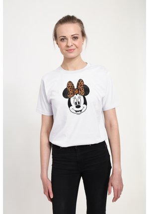 DISNEY CLASSIC MICKEY MODERN MINNIE FACE LEOPARD - T-shirt imprimé - white