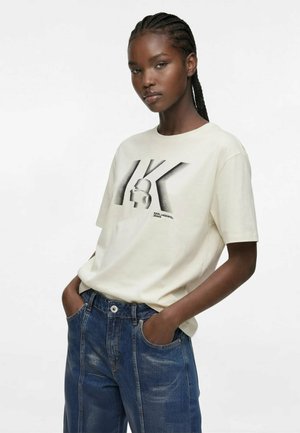Karl Lagerfeld Jeans, K LOGO - Apdrukāts T-krekls - egret