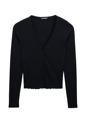 Superdry & Co, SUPERDRY ATHLETIC ESSENTIAL POINTELLE CARDIGAN.. - Gilet - eclipse navy