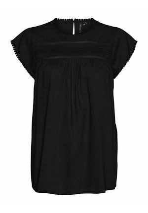 MIT KURZEN ÄRMELN SPITZE - Print T-shirt - black