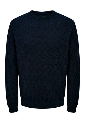 KALLE REG 12 STRUC CREW NOOS - Strickpullover - dark navy