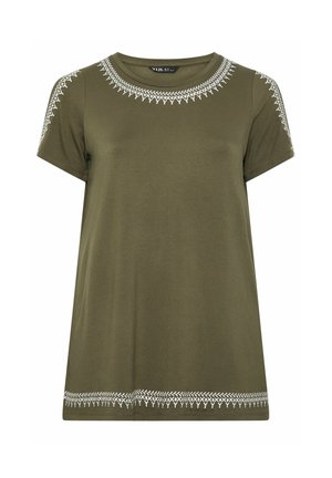 Yours Clothing, PLUS SIZE CASUAL TOPS - T-shirt con stampa - khaki