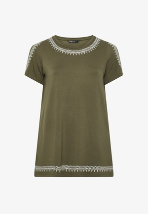 Yours Clothing, PLUS SIZE CASUAL TOPS - T-shirts print - khaki