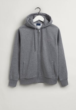 GANT TONAL ARCHIVE SHIELD ZIP HOODIE - Sweat zippé - grey melange