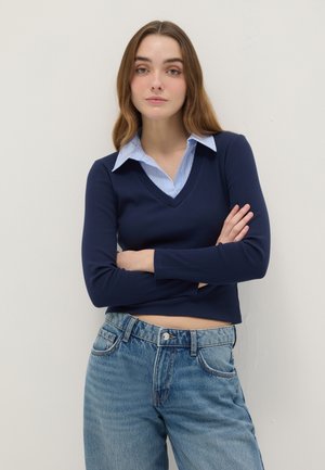 STRETCH REGULAR FIT  WITH CONTRASTING COLLAR - Longsleeve