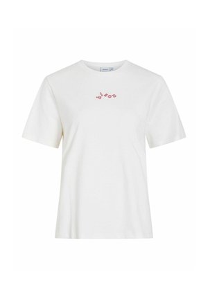 VILA, SHORT-SLEEVED T-SHIRT VISYBILLA ROUND NECK - T-shirt imprimé - snow white