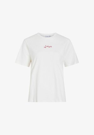 VILA, SHORT-SLEEVED T-SHIRT VISYBILLA ROUND NECK - T-shirt imprimé - snow white