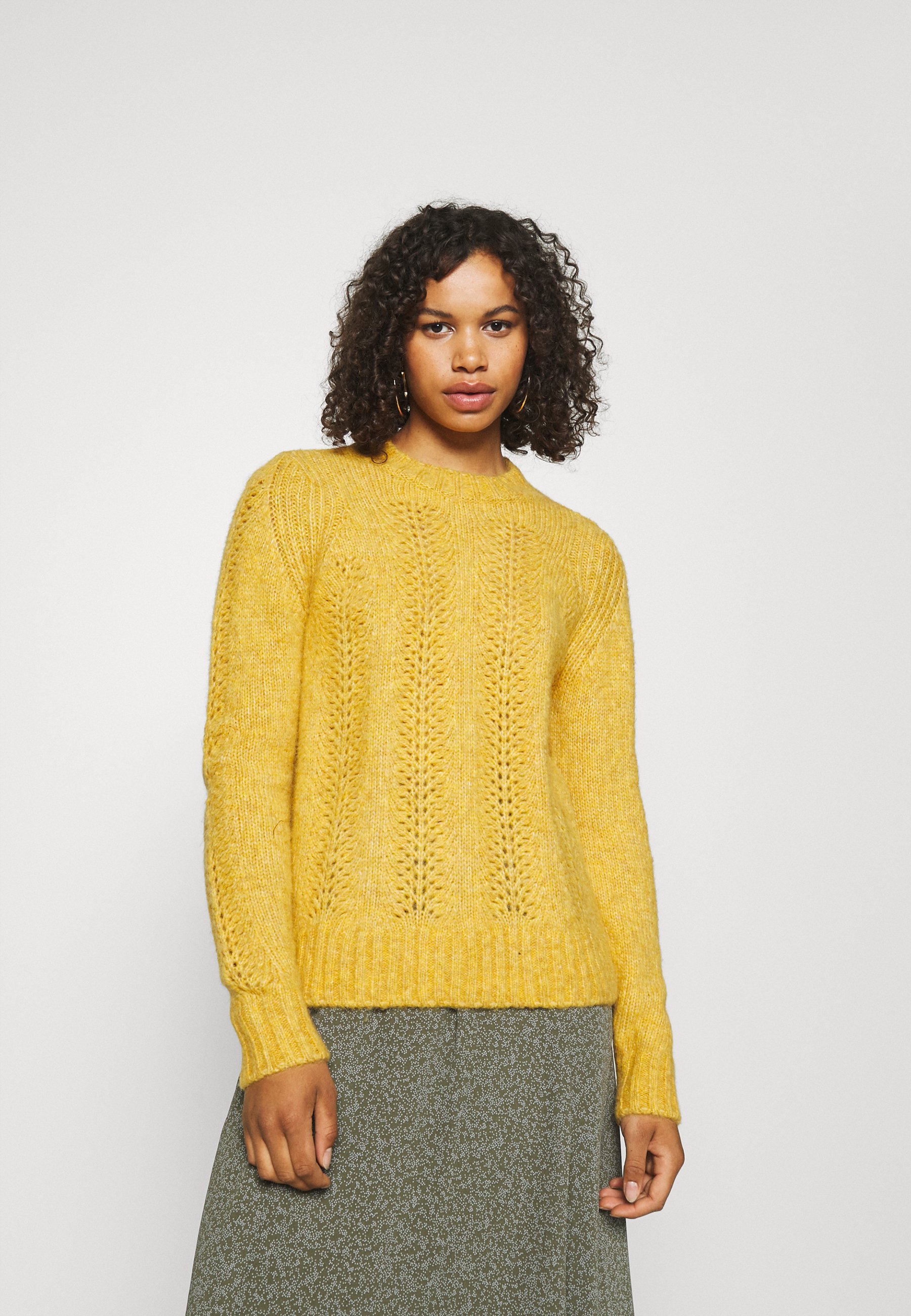 Yellow Superdry Croyde Cable Knit Ochre Jumper Uk