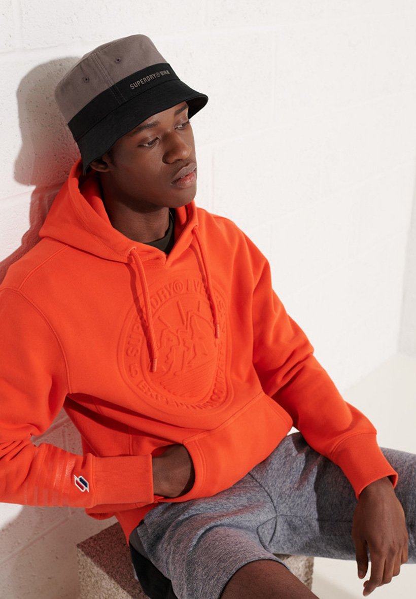 bold orange hoodie