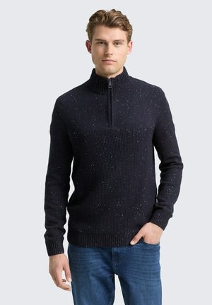 STRUCTURED TROYER - Strickpullover - navy melange multi neps