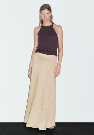 LONG HERRINGBONE - A-line skirt - beige