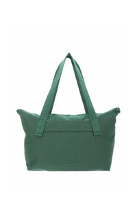 Sac cabas rectangulaire vert avec deux anses d'épaule et une fermeture éclair en haut.