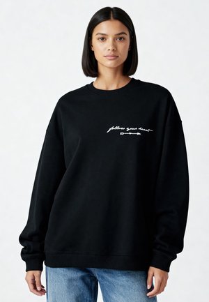 FOLLOW YOUR HEART EMBROIDERY UNISEX - Felpa - black