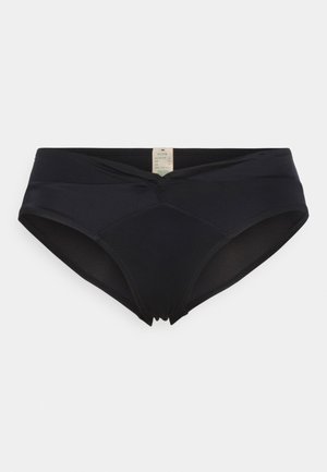 Svart høyhælte bikinitruse, glatt stoff, samlet senterdetalj og elastisk midje for komfort. Designet for en sikker passform.