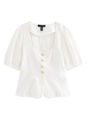 New Look, WHITE  RICH SHELL BUTTON PEPLUM TOP - Blusa - white