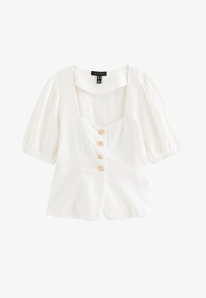 New Look, WHITE RICH SHELL BUTTON PEPLUM TOP - Blusa - white