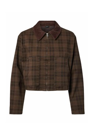 Pieces, JACKET PCVERA SHORT CHECK - Veste en jean - mulch