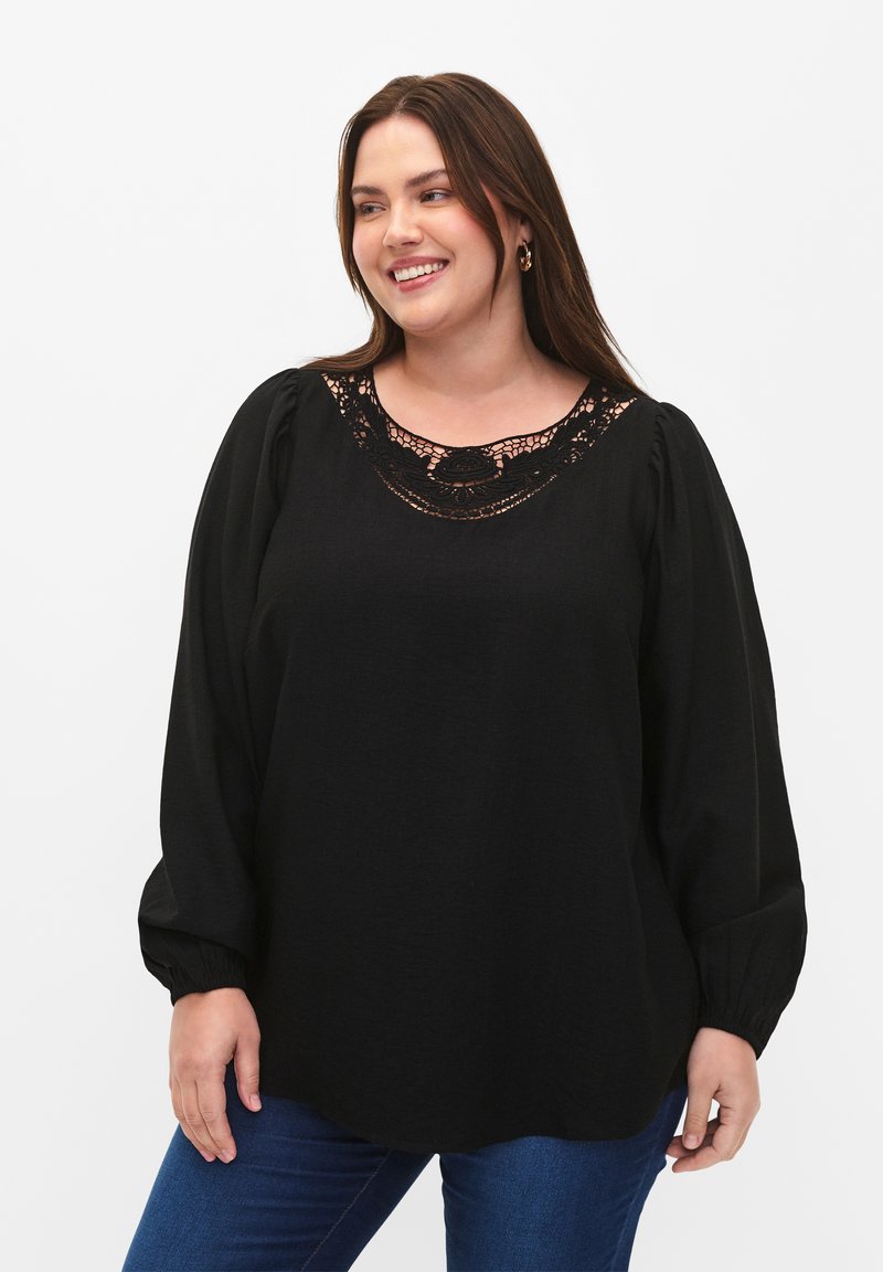 Zizzi AUS MIT DETAILS - Blúzka - black