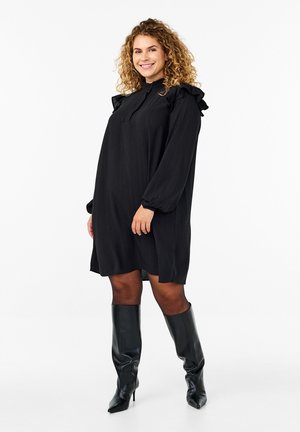 KURZES MIT RÜSCHEN UND GLITZER - Vardagsklänning - black silver