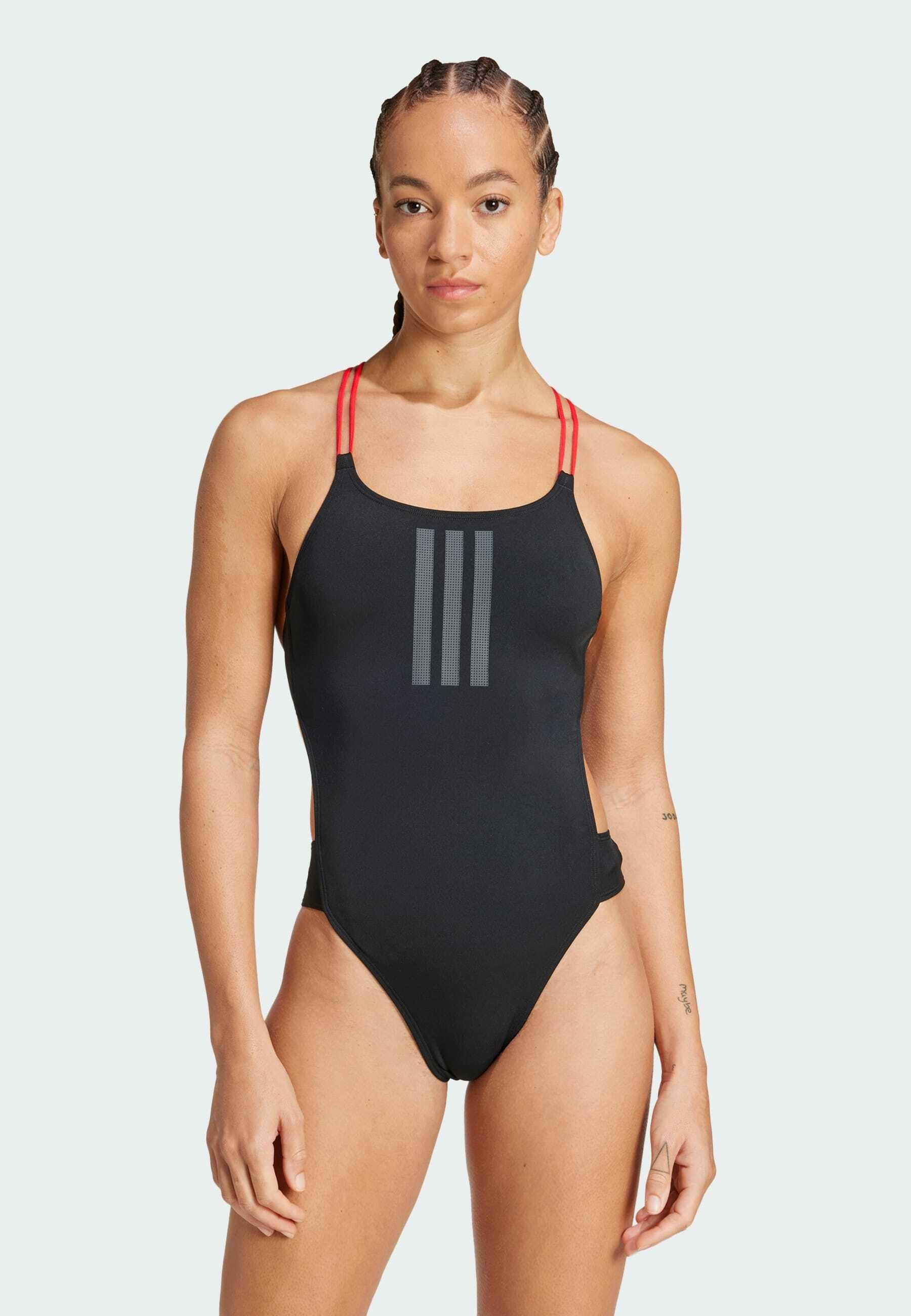 adidas Performance RIPSTREAM 3-STRIPES X-BACK - Swimsuit - black   pure ruby/black - Zalando.co.uk