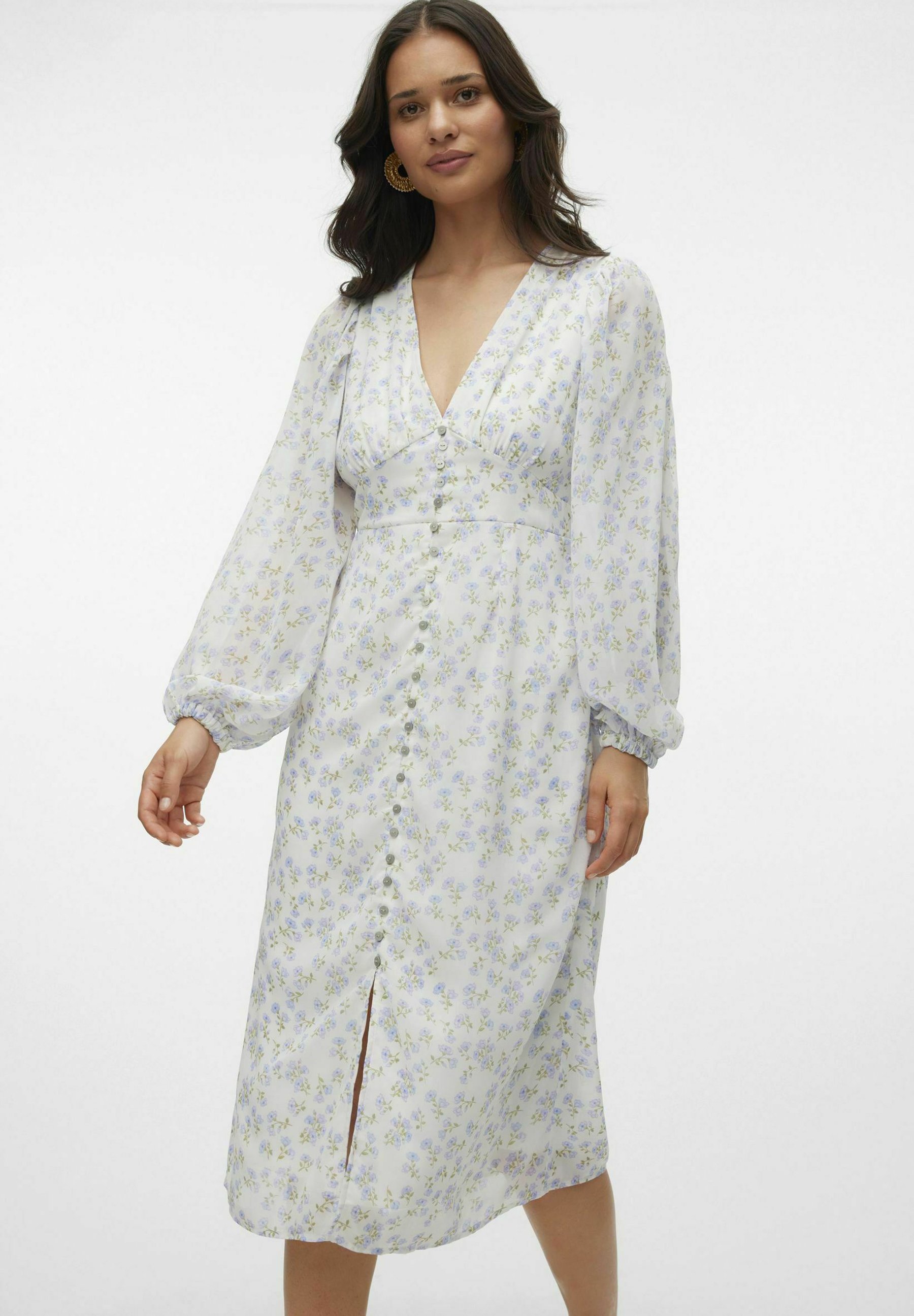Vero Moda AMALIA MIDI - Day dress - snow white/white - Zalando