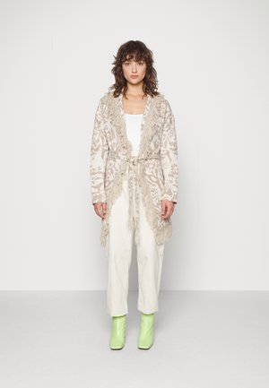 CARDIGAN JACQUARD FRINGES - Cardigan - biscuit