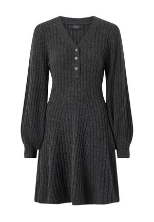 Ellos Collection, KLEID MIT RIPPSTRICK - Strikkjoler - dark grey