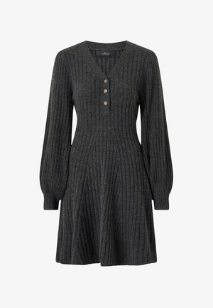 Ellos Collection, KLEID MIT RIPPSTRICK - Strikkjoler - dark grey