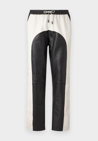 RICK JOGGERS - Leather trousers - nappa black/off-white