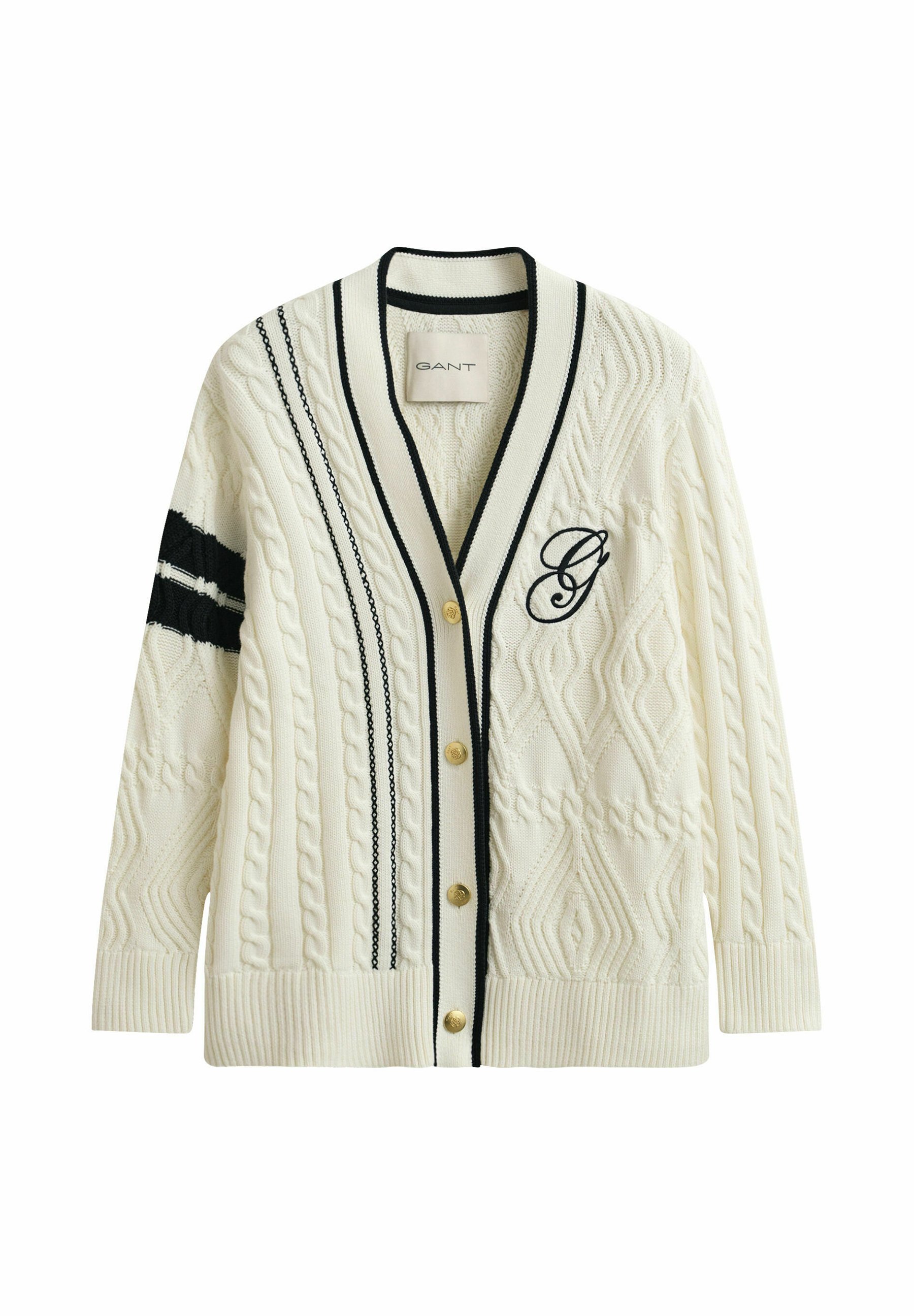 GANT VARSITY CABLE - Kardigan - eggshell