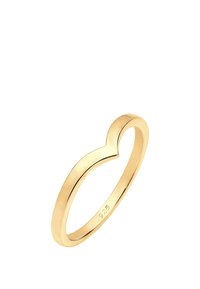 Vergoldeter Ring mit herzförmigem Design, glatter Oberfläche und abgerundeten Kanten. Mit "925" für den Feingehalt von Sterlingsilber gekennzeichnet.