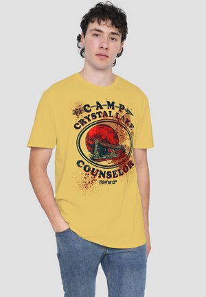 Cotton Soul, FRIDAY THE 13TH/CAMP COUNSELOR VICTIM - Print T-shirt - mottled light yellow